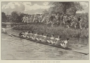 The Summer Eight-Oar Races at Oxford, a Bump Imminent